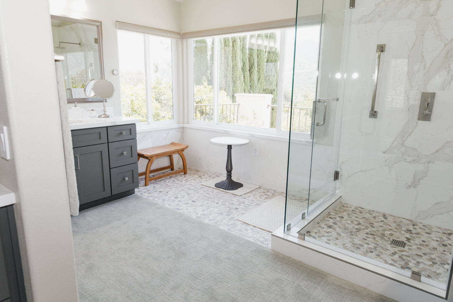 Bathroom with Frameless Glass Shower by Home Remodeling Center